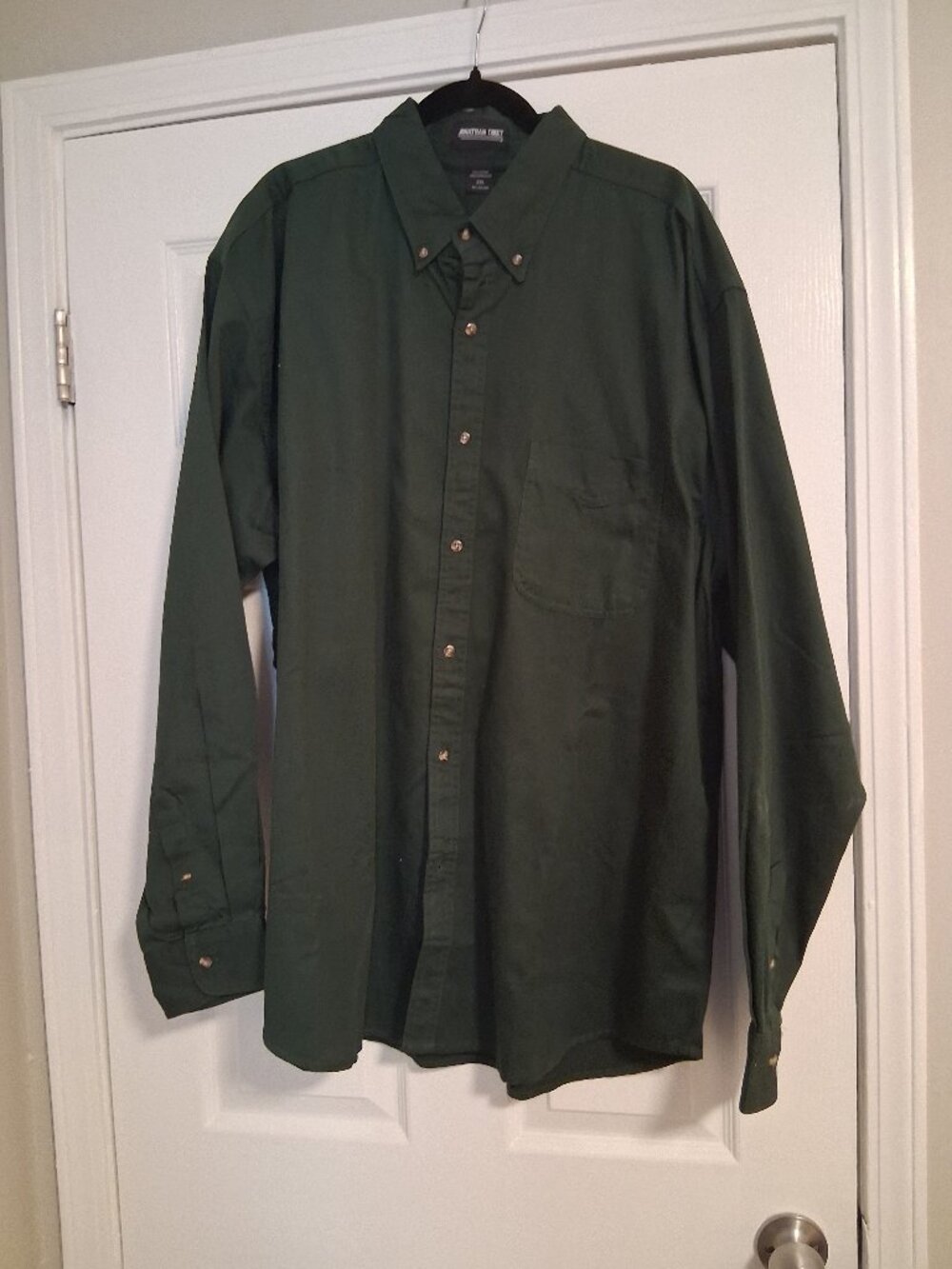 NWOT Jonathan Corey men's ls button-down shirt. Size 2XL. Dark forest green.